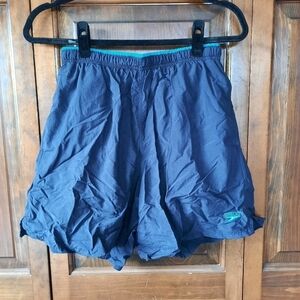 Vintage 90s Speedo Navy Blue Nylon Mesh Lined Swim Trunks Size Medium